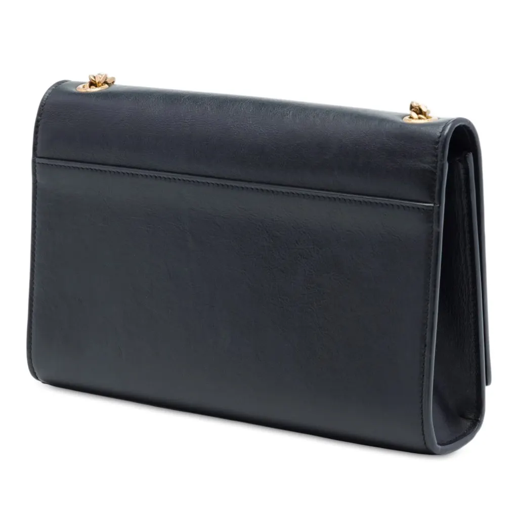 Saint Laurent Medium Smooth Calfskin Rockstar Patchwork Monogram Kate Crossbody Black Leather Very good - Back View