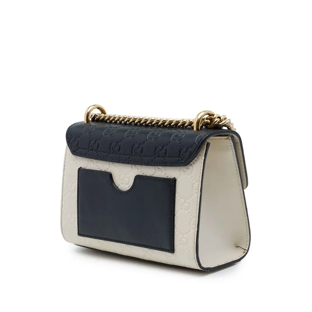 Gucci Small Bicolor Guccissima Padlock Crossbody White Leather Very good - Back View