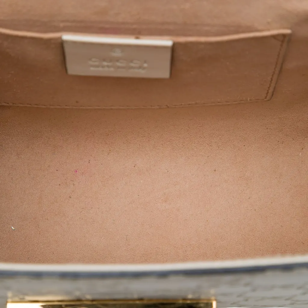 Gucci Small Bicolor Guccissima Padlock Crossbody White Leather Very good - Model View