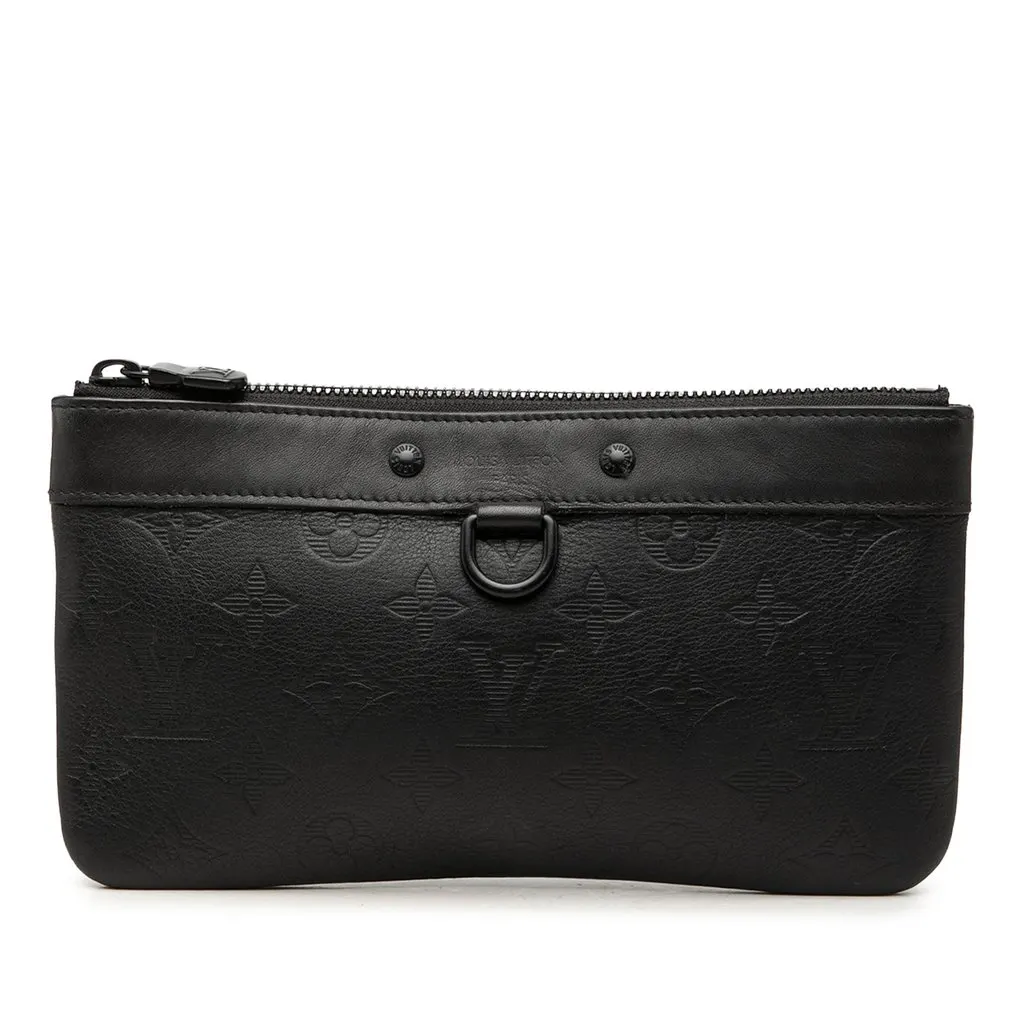 Louis Vuitton Monogram Shadow Pochette Discovery PM Black Leather Very good - Front View