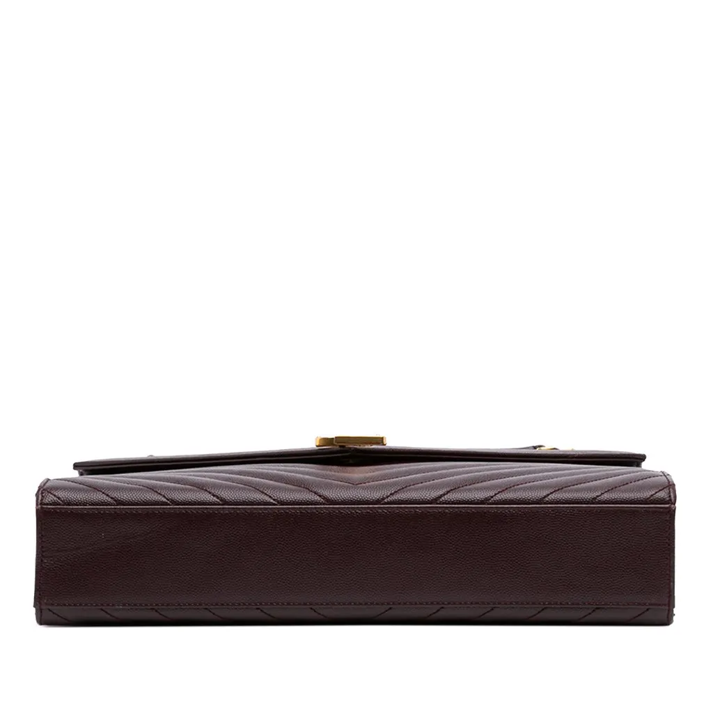 Saint Laurent Large Chevron Grain de Poudre Monogram Envelope Bag Red Leather Very good - Inside View