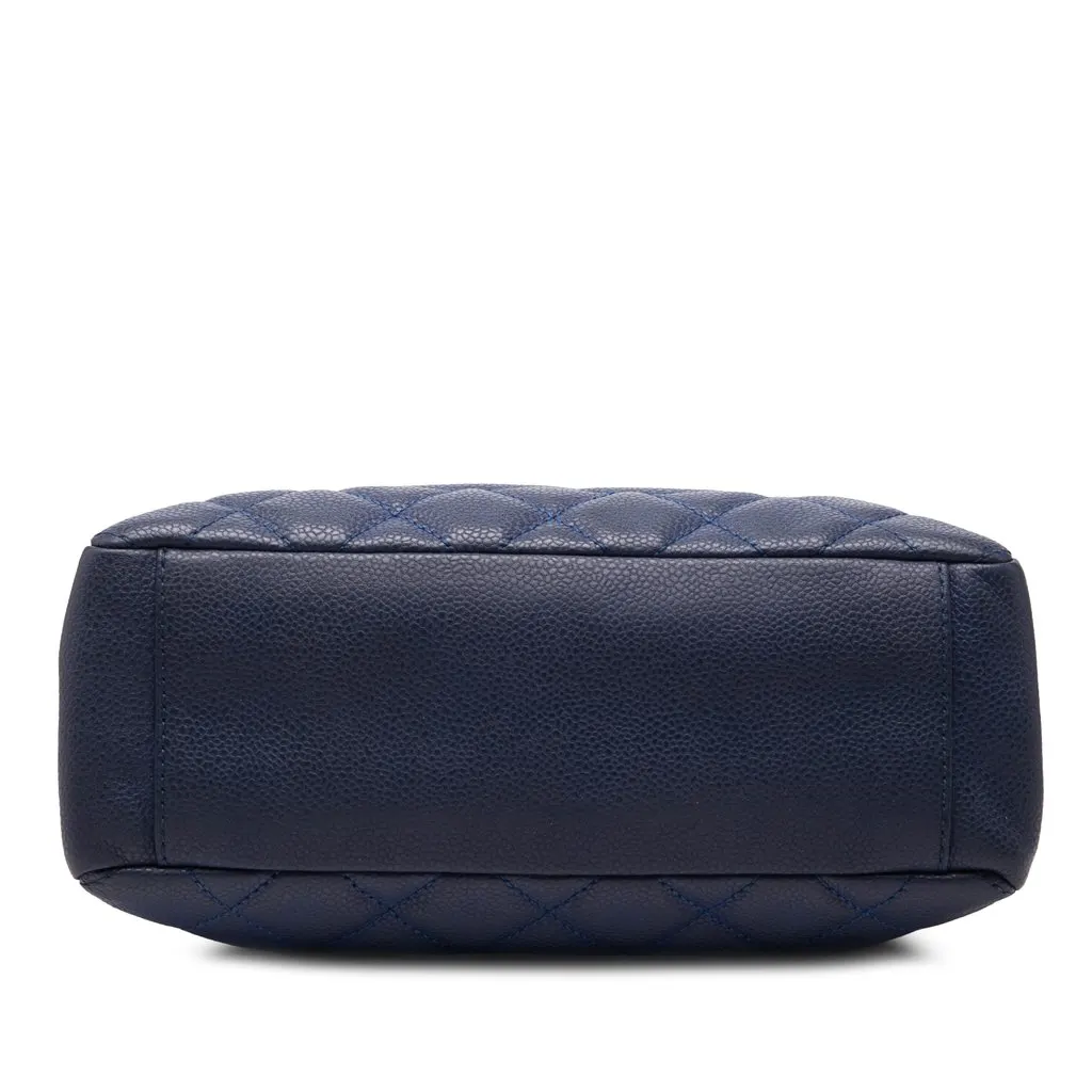 Chanel Caviar Petite Shopping Tote Blue Leather Very good - Inside View