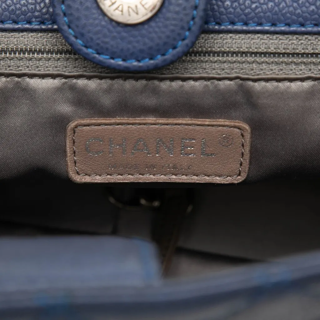 Chanel Caviar Petite Shopping Tote Blue Leather Very good - Box View