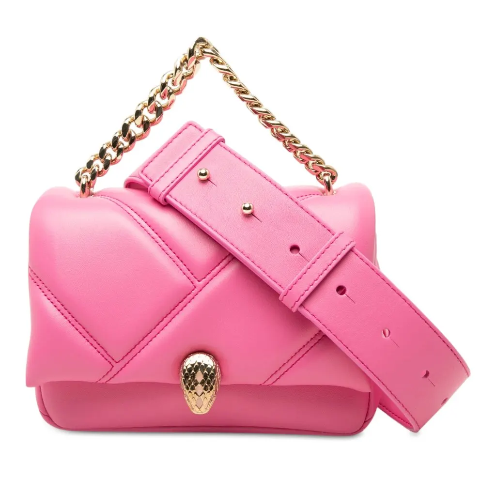 Bvlgari Mini Leather Serpenti Cabochon Satchel Pink Leather Good - Front View