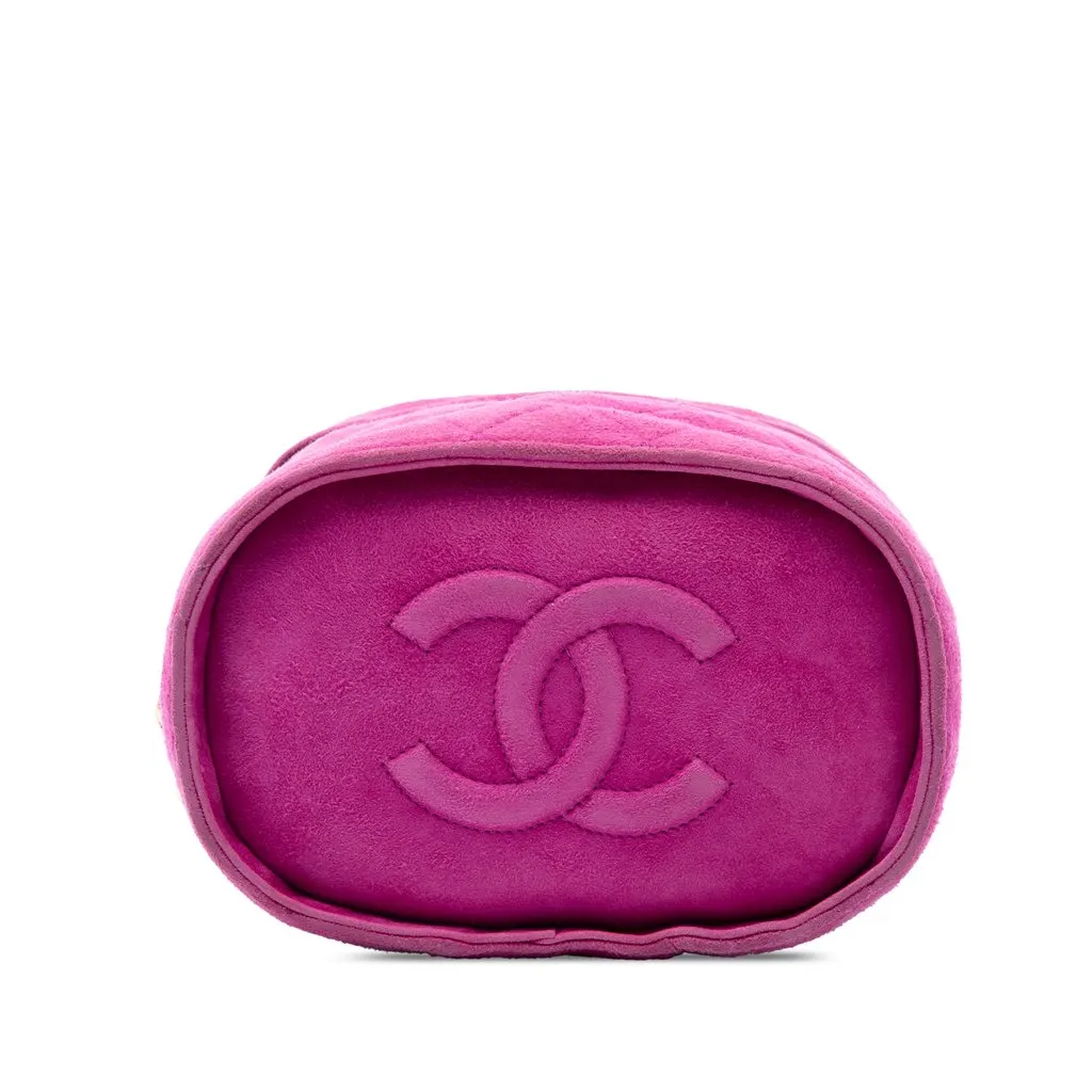Chanel Quilted Suede Tassel Vanity Bag Purple Suede Very good - Inside View