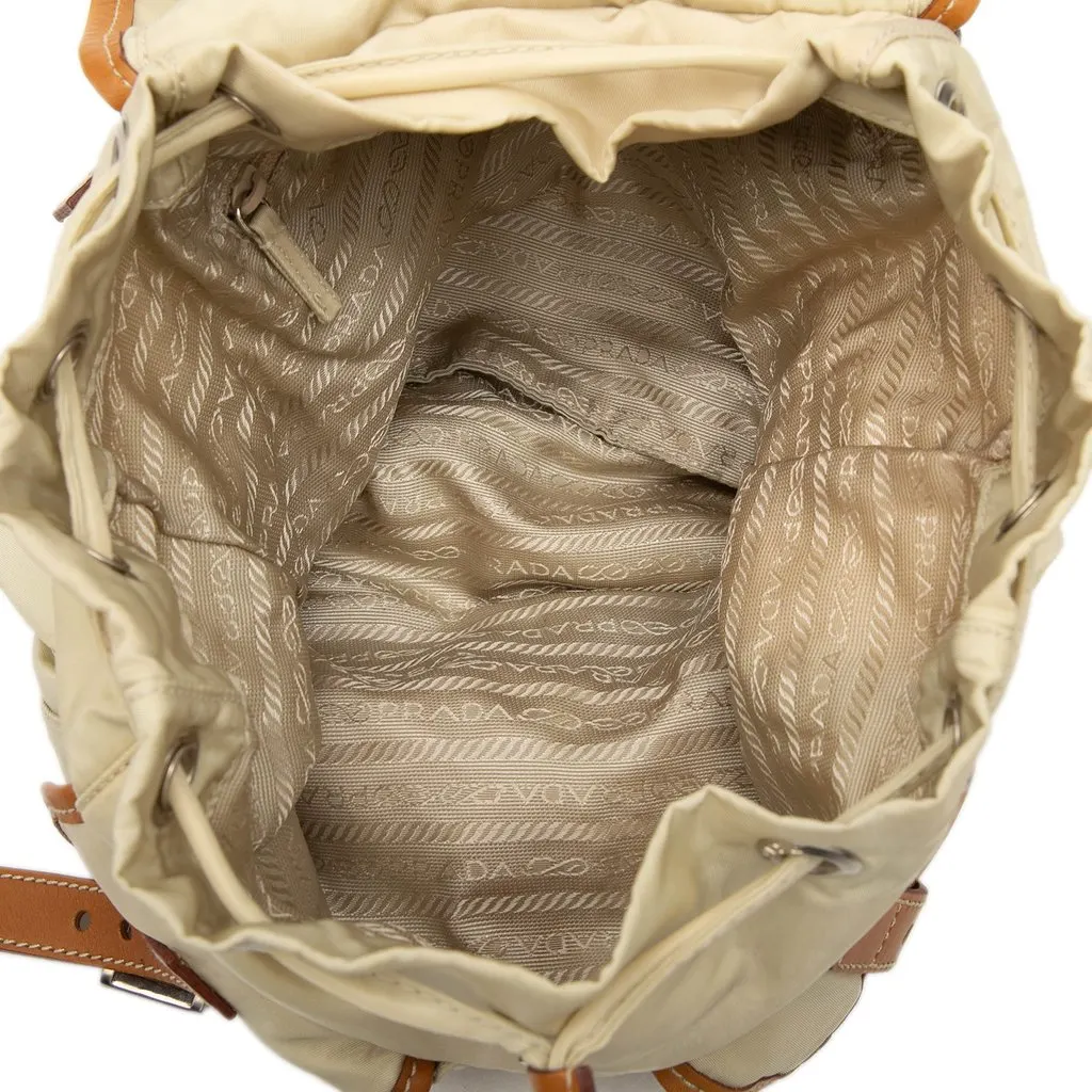 Prada Tessuto Backpack Beige Very good - Model View