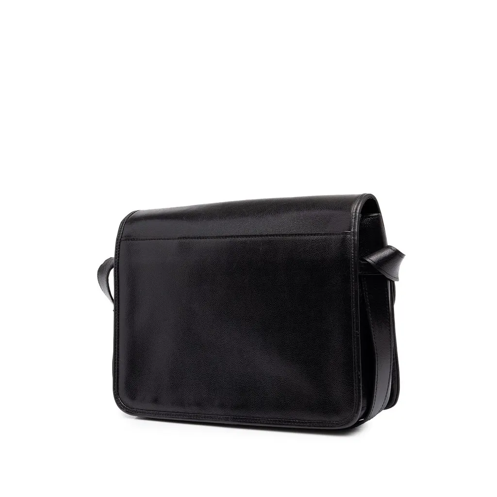 Saint Laurent Grained Leather Crossbody Black Leather Good - Back View