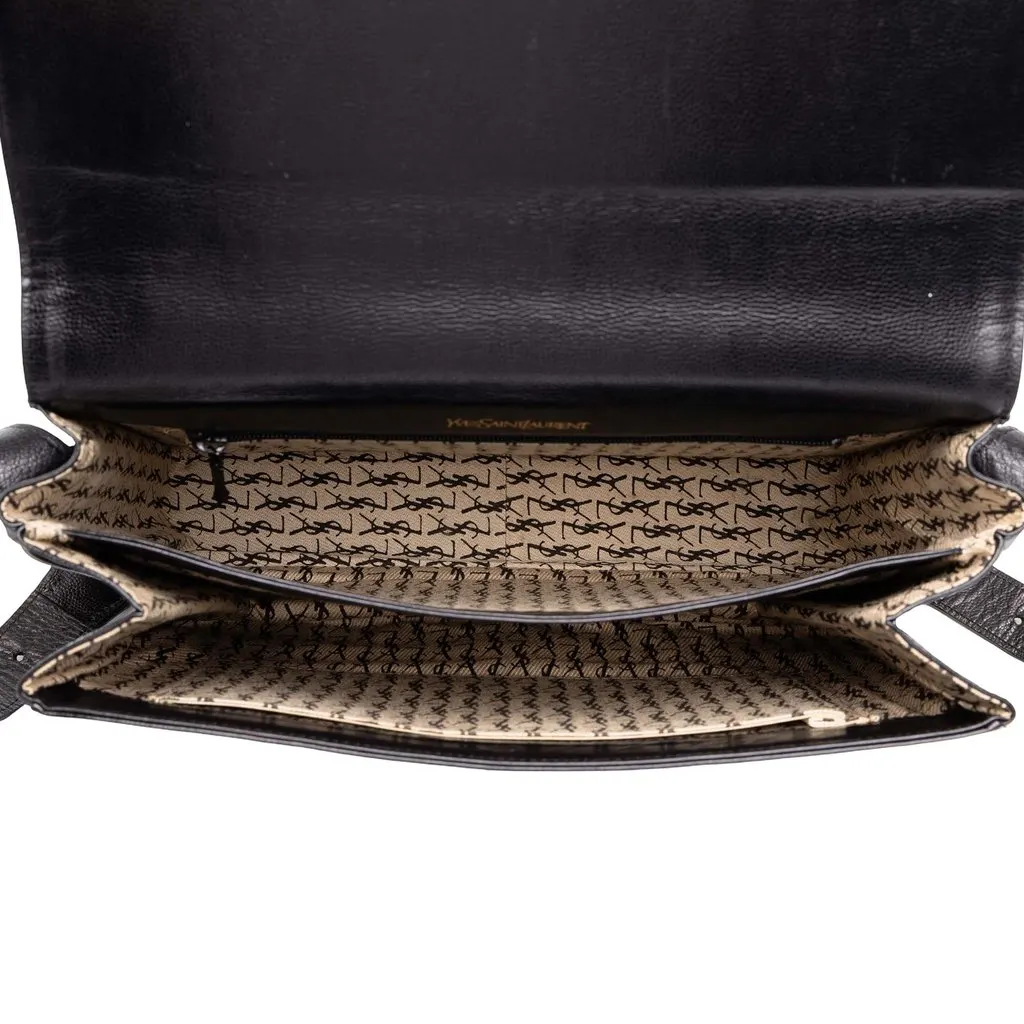 Saint Laurent Grained Leather Crossbody Black Leather Good - Model View