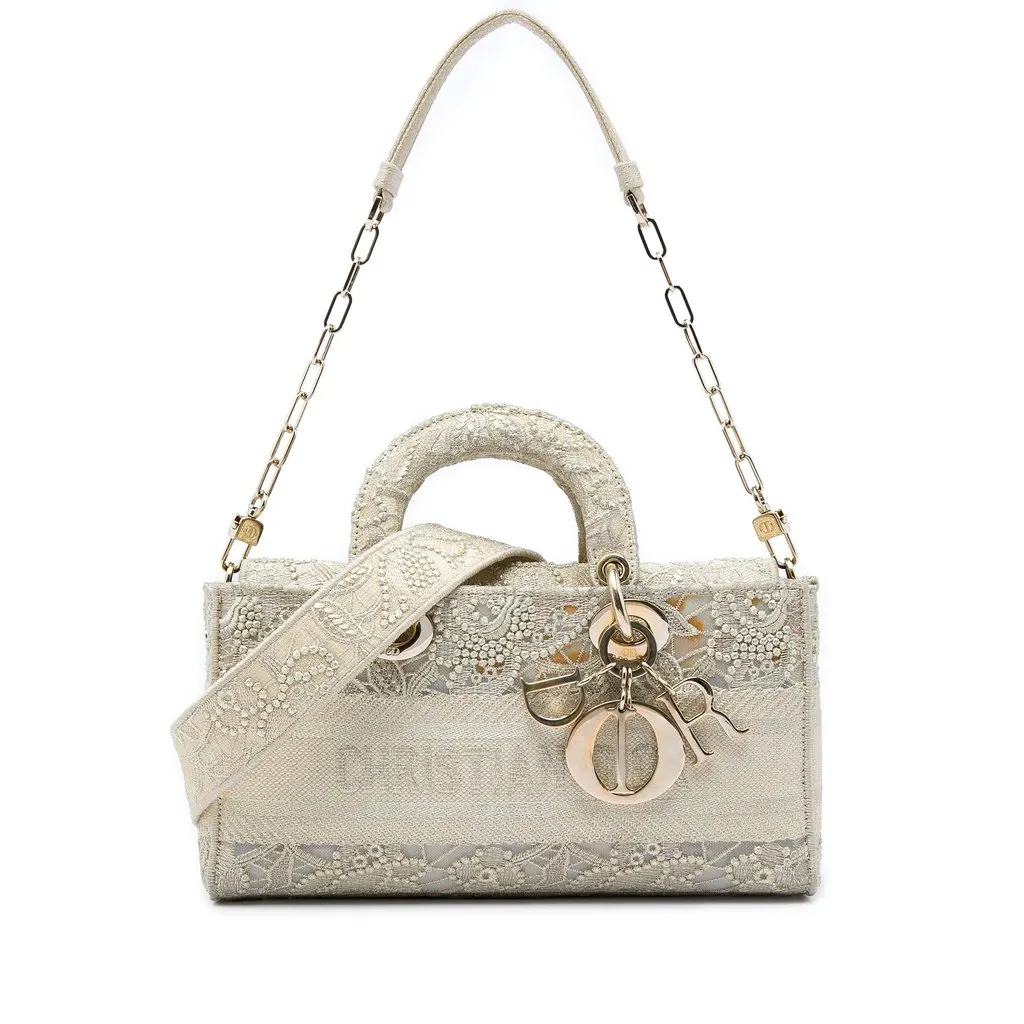 Dior Medium Embroidered Lace 3D Macrame Lady D Joy Beige Very good - Front View