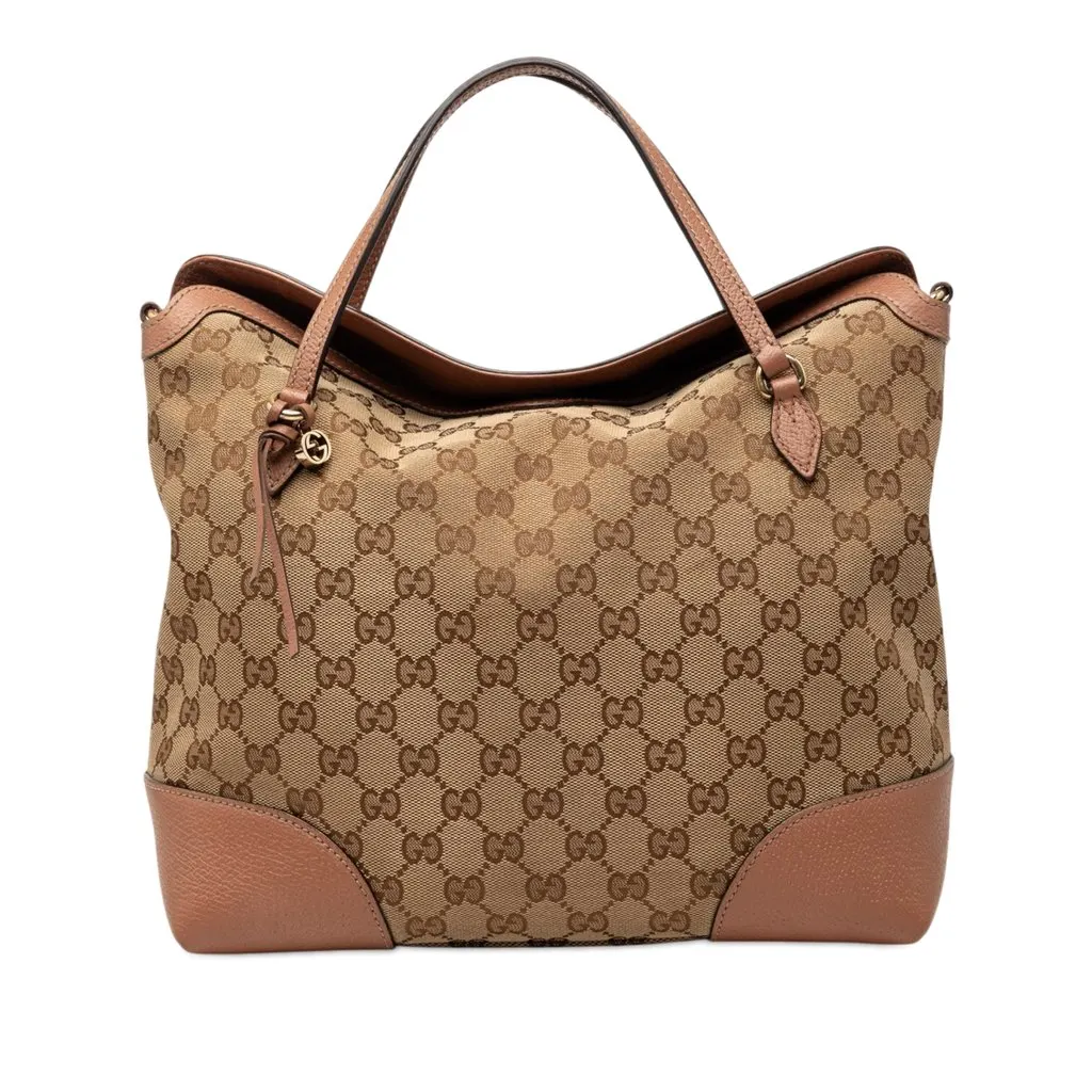 Gucci Medium GG Canvas Bree Fold Over Tote Beige Very good - Front View