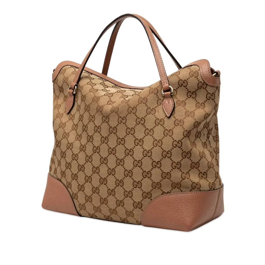 Gucci Medium GG Canvas Bree Fold Over Tote Beige Very good - Back View