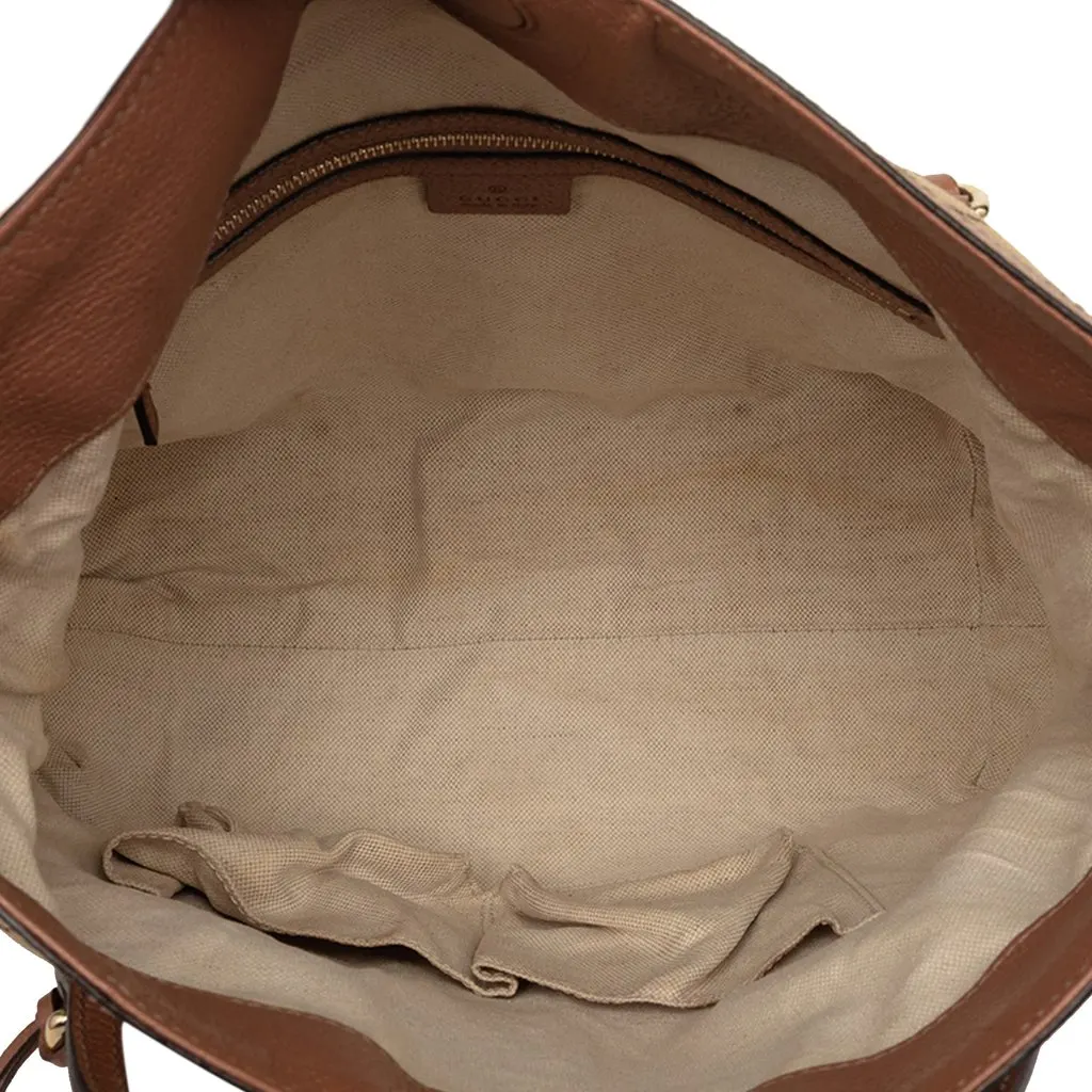 Gucci Medium GG Canvas Bree Fold Over Tote Beige Very good - Model View