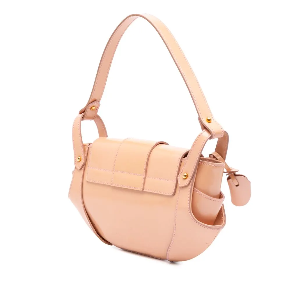 Fendi Leather Compilation Shoulder Bag Beige Leather Very good - Back View