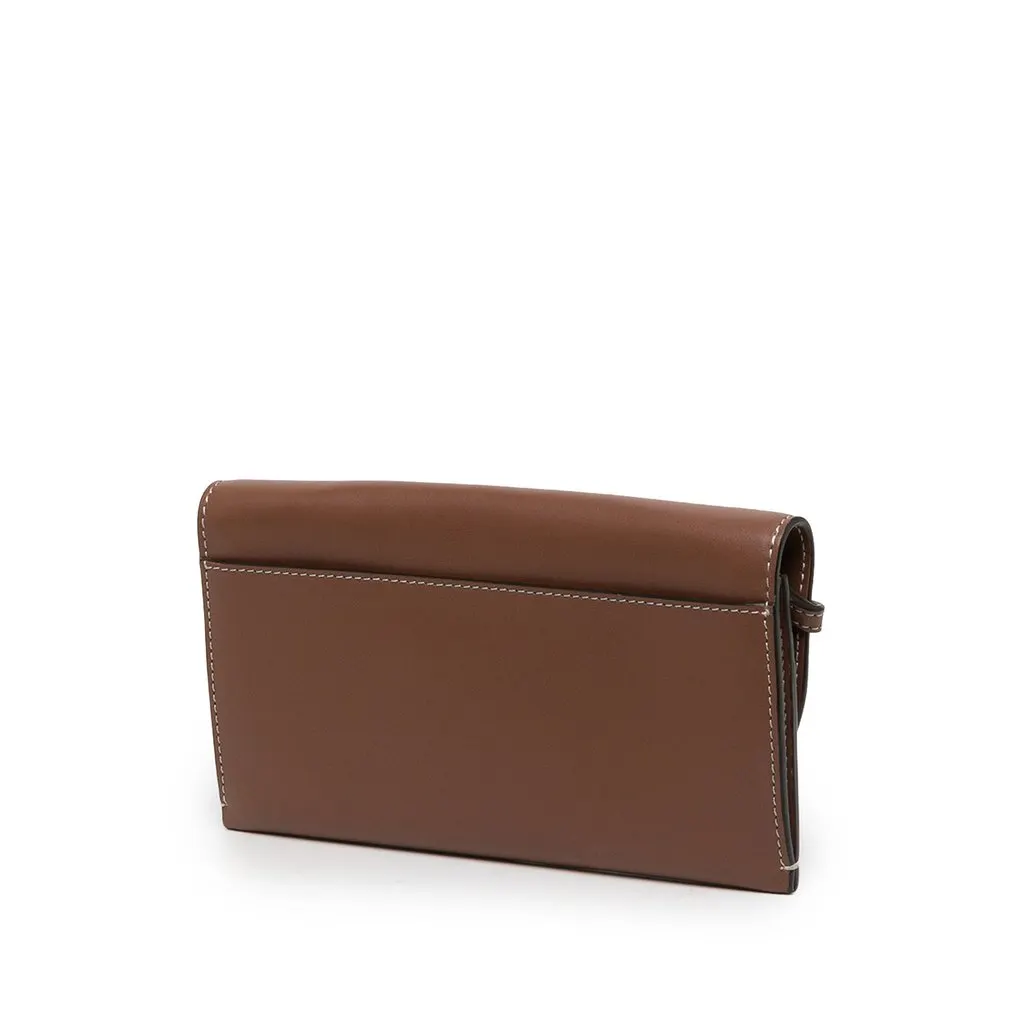 Burberry Leather Grace Wallet On Strap Brown Leather Very good - Back View