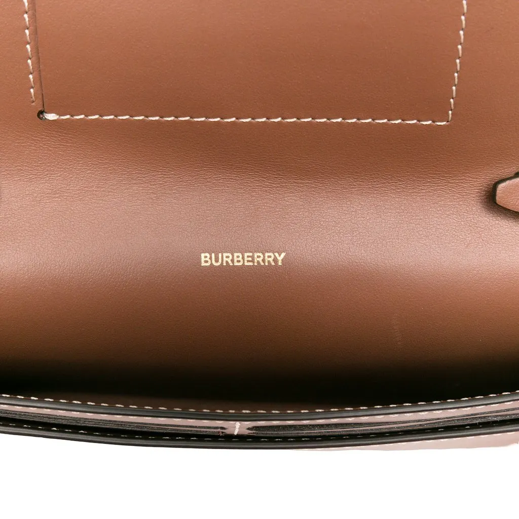 Burberry Leather Grace Wallet On Strap Brown Leather Very good - Model View