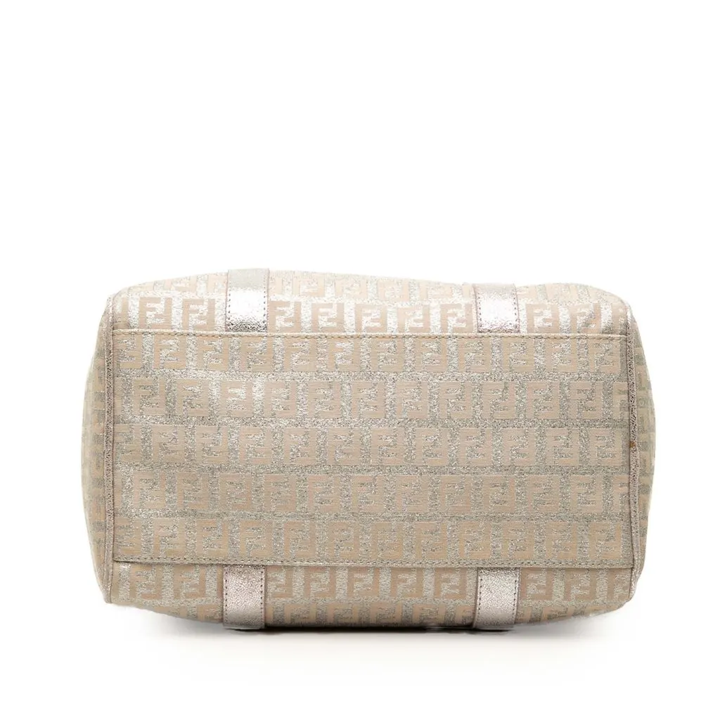 Fendi Small Zucchino Metallic Canvas Forever Bauletto Boston Bag Pink Very good - Inside View