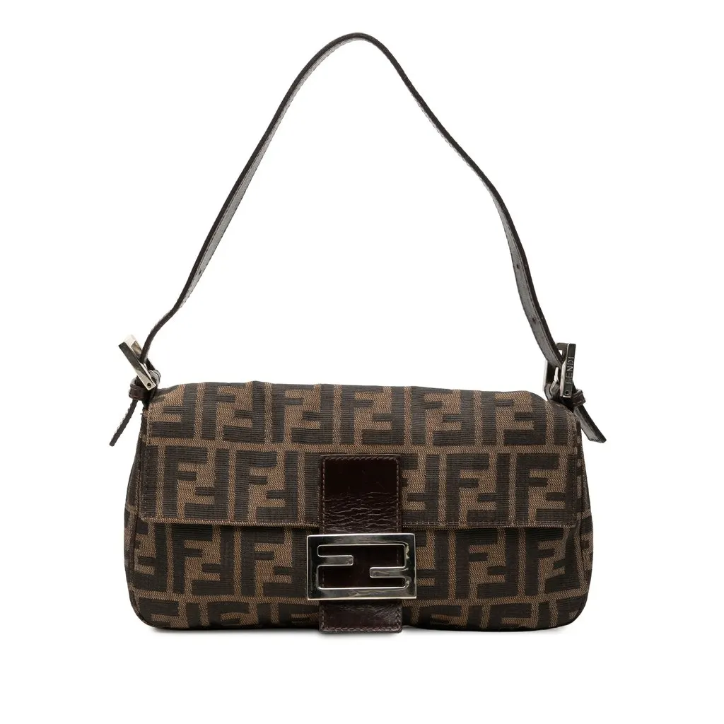 Fendi Zucca Canvas Baguette Brown Canvas Good - Front View