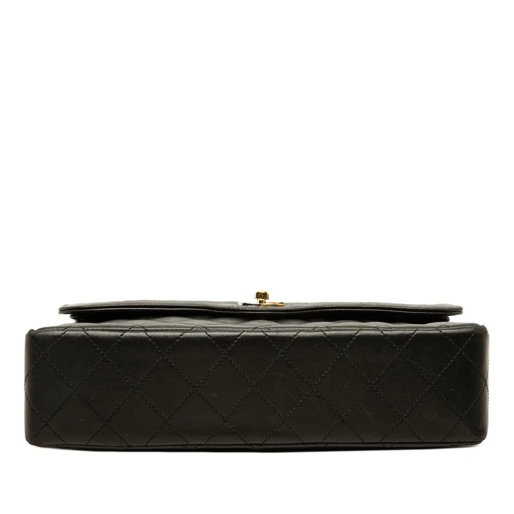 Chanel Limited Edition Paris Medium CC Quilted Lambskin Double Flap Black Leather Good - Inside View