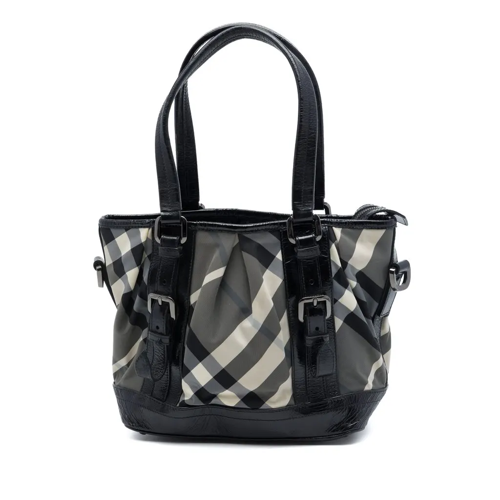 Burberry Beat Check Nylon and Patent Lowry Satchel MultiColor Very good - Front View