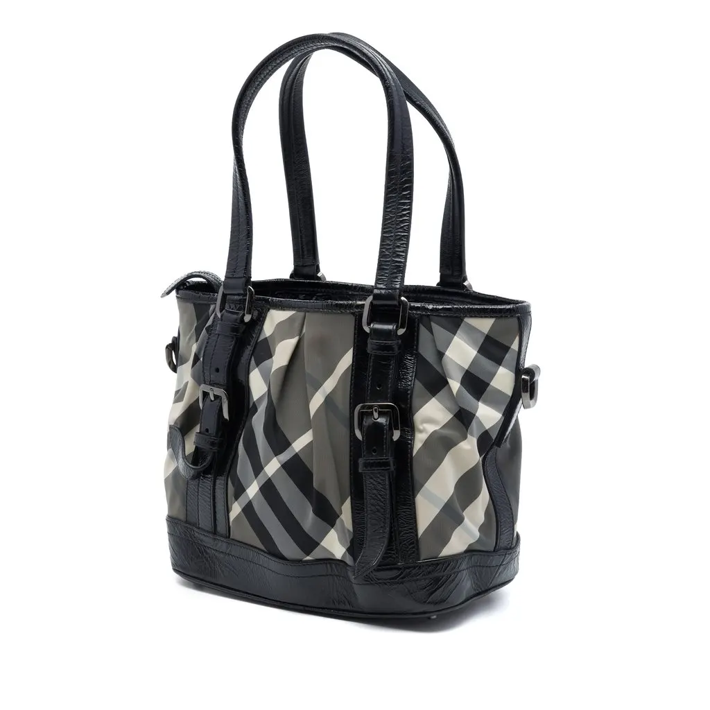 Burberry Beat Check Nylon and Patent Lowry Satchel MultiColor Very good - Back View