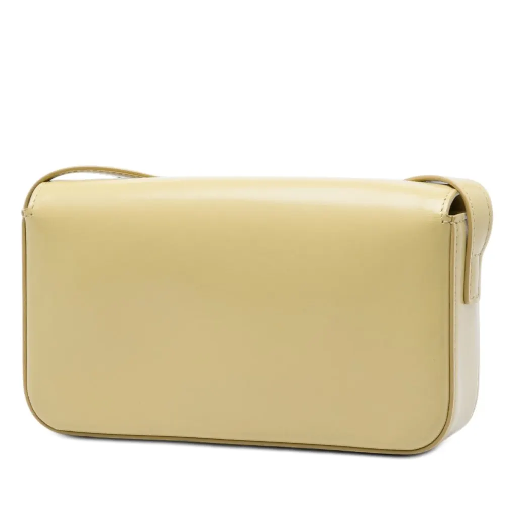Celine Shiny Calfskin Triomphe Claude Shoulder Bag Yellow Leather Very good - Back View