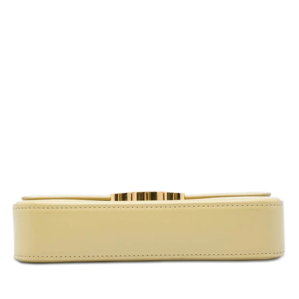 Celine Shiny Calfskin Triomphe Claude Shoulder Bag Yellow Leather Very good - Inside View