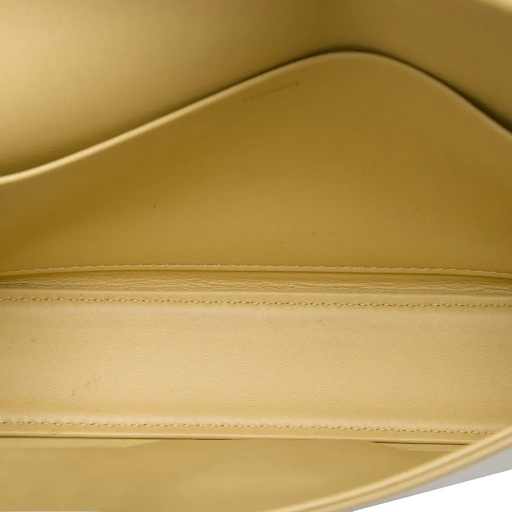 Celine Shiny Calfskin Triomphe Claude Shoulder Bag Yellow Leather Very good - Model View
