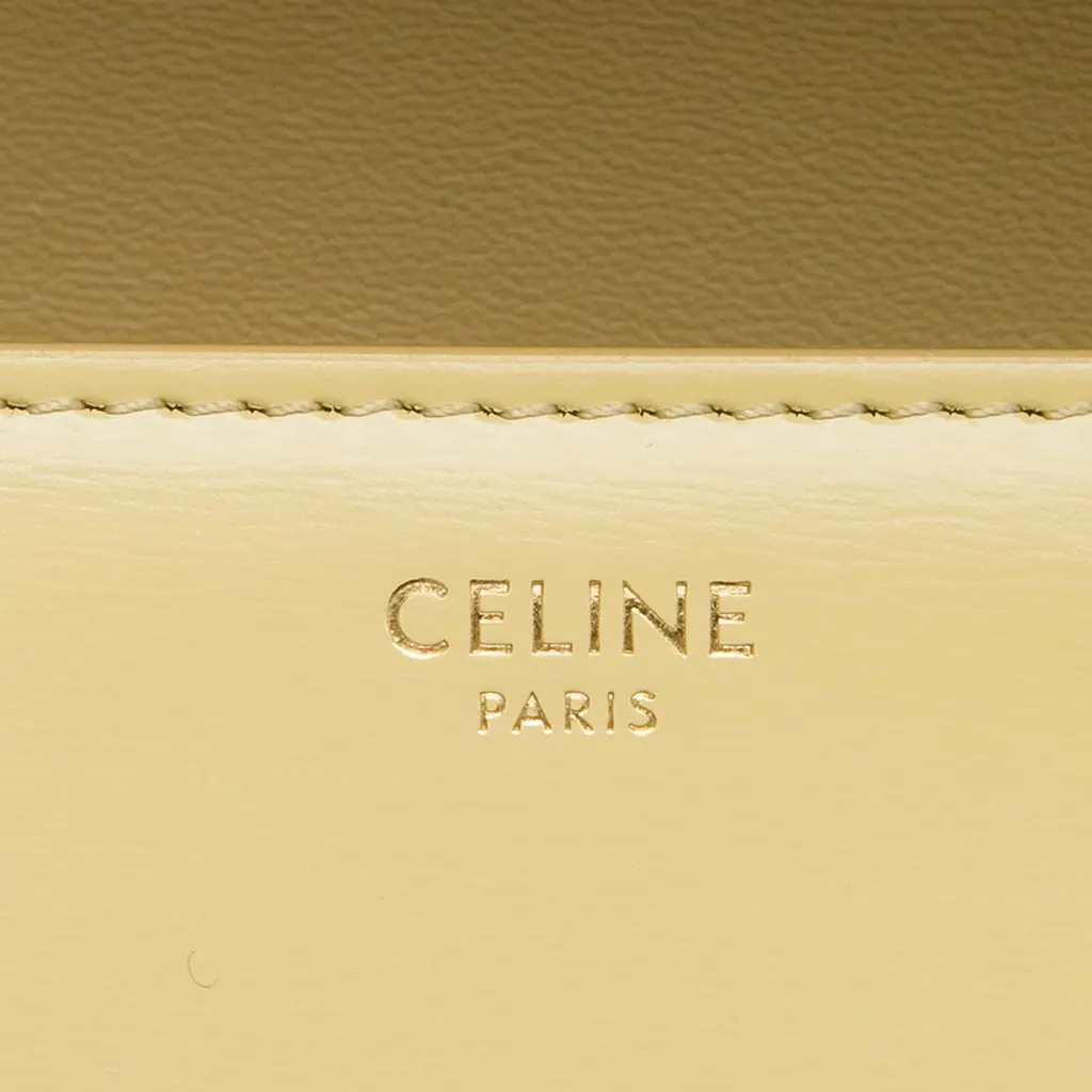 Celine Shiny Calfskin Triomphe Claude Shoulder Bag Yellow Leather Very good - Box View