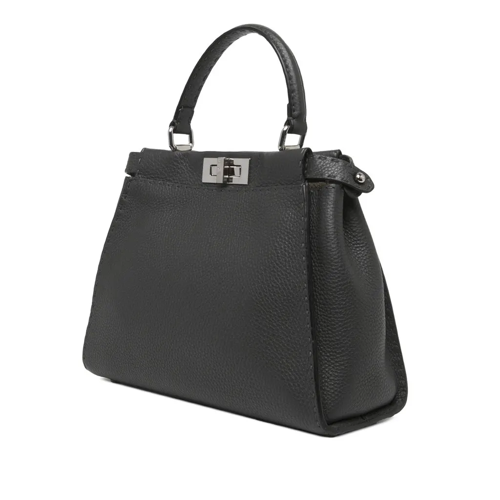Fendi Medium Leather Selleria Peekaboo Iconic Satchel Black Leather Very good - Back View