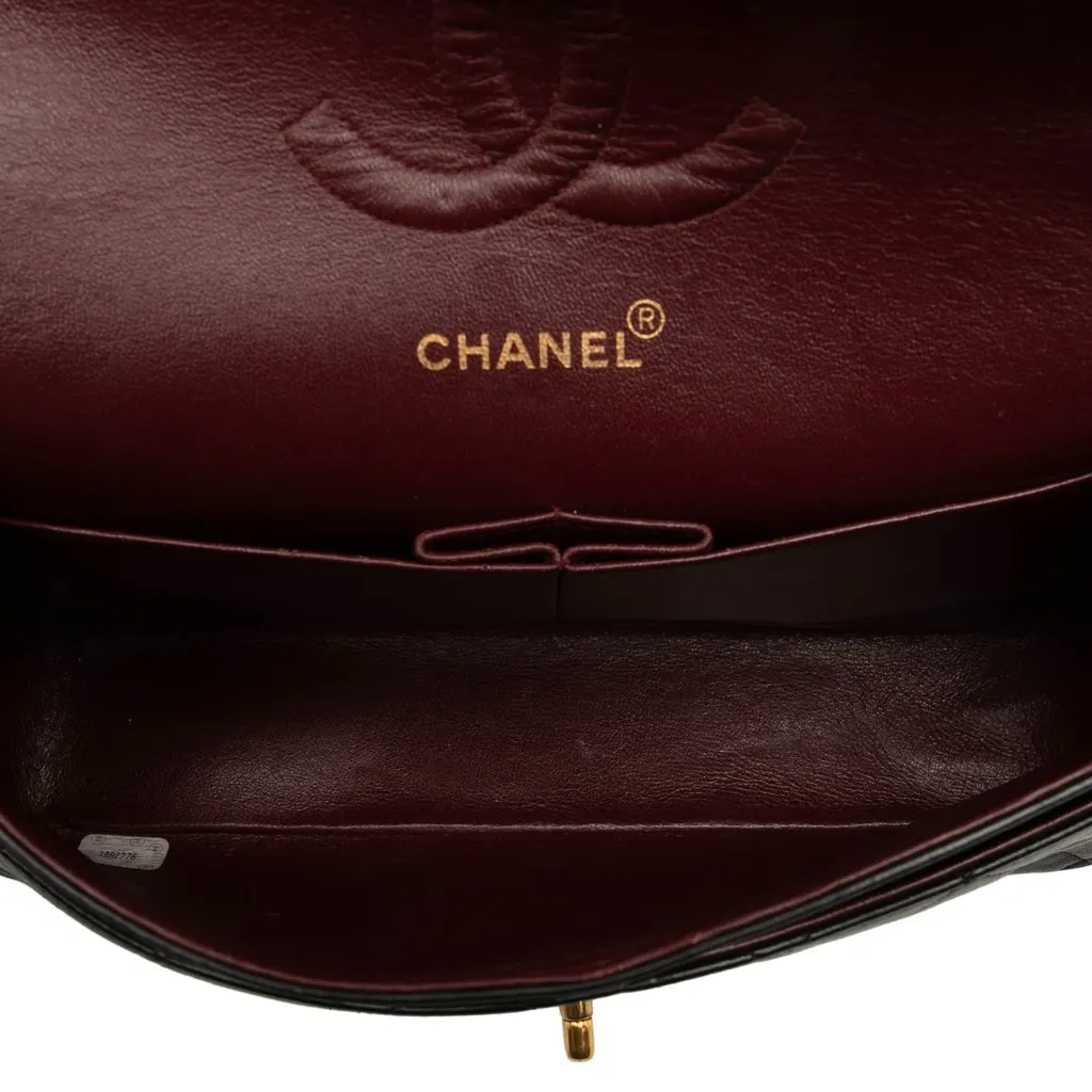 Chanel Medium Classic Lambskin Double Flap Black Leather Very good - Model View
