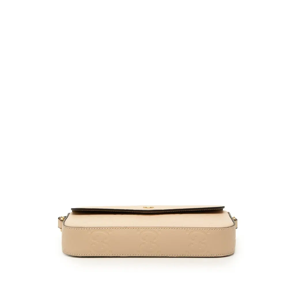 Gucci Super Mini GG Jumbo Embossed Leather Pochette Beige Leather Very good - Inside View