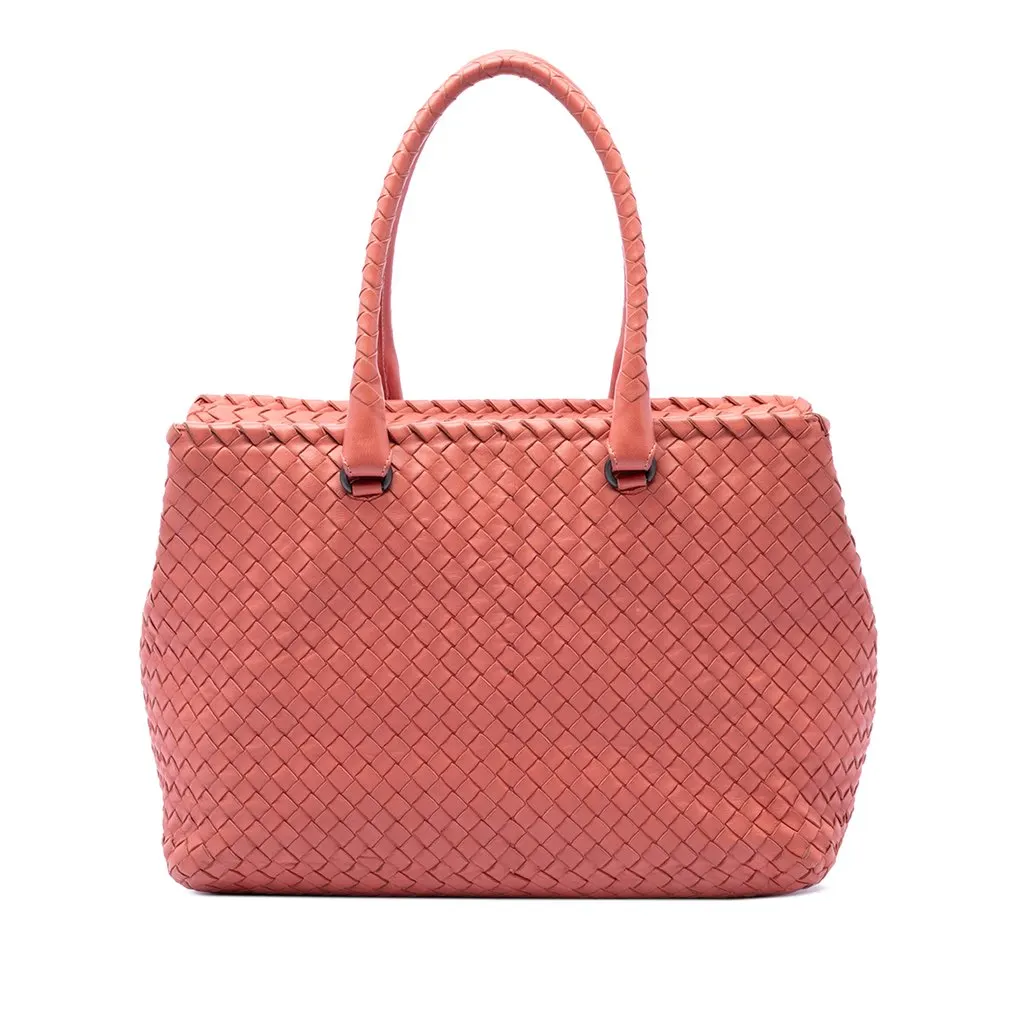 Bottega Veneta Nappa Intrecciato Brick Tote Pink Leather Very good - Front View