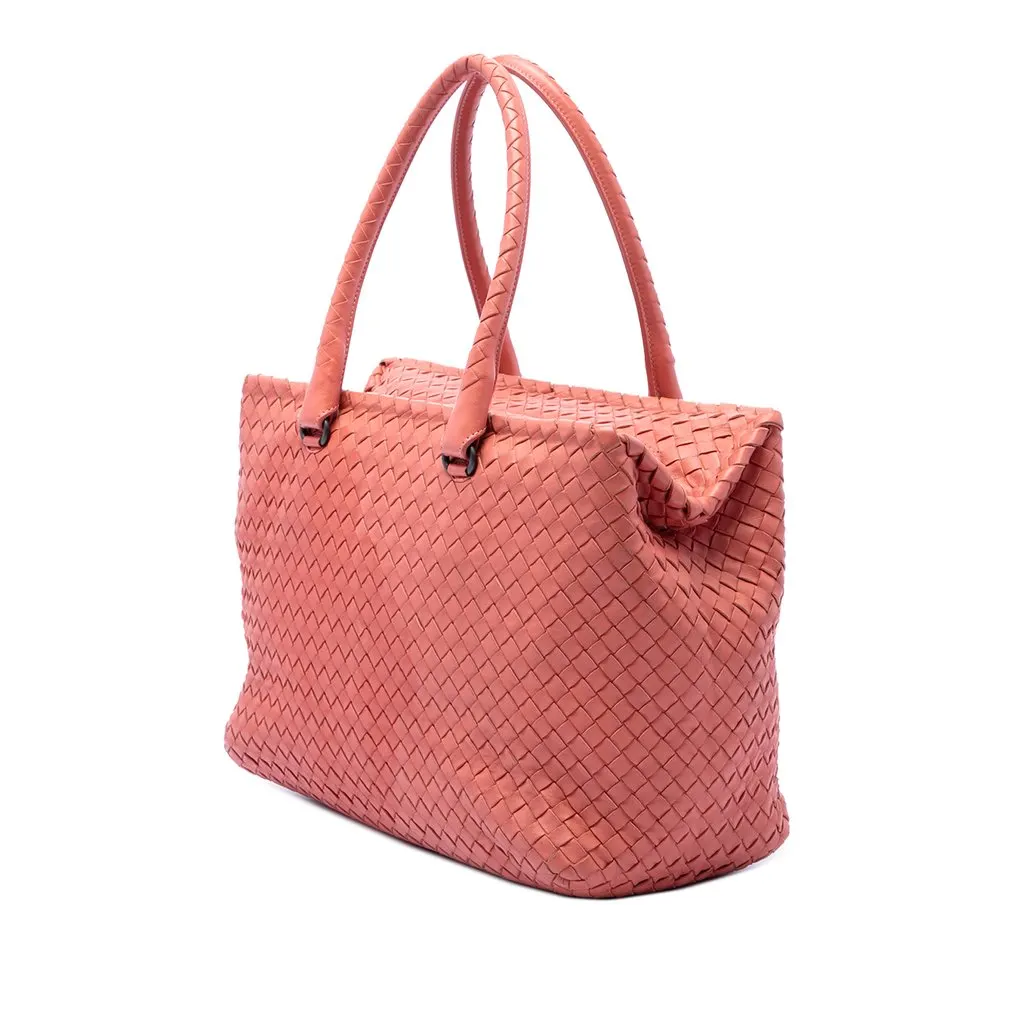 Bottega Veneta Nappa Intrecciato Brick Tote Pink Leather Very good - Back View