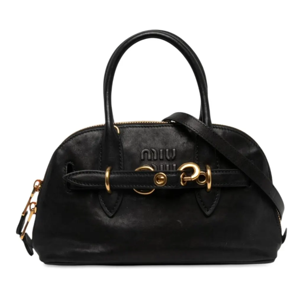 Miu Miu Small Nappa Aventure Satchel Black Leather Very good - Front View
