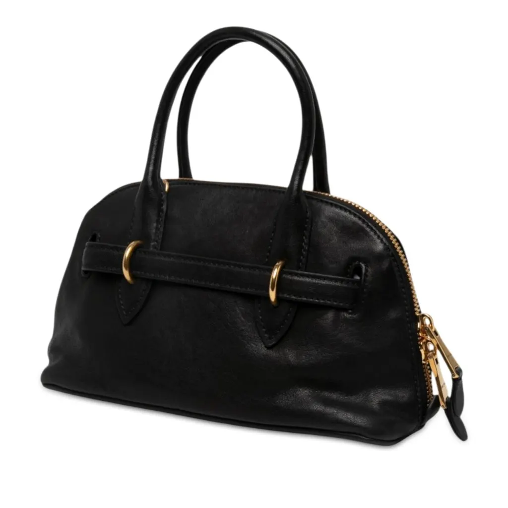 Miu Miu Small Nappa Aventure Satchel Black Leather Very good - Back View