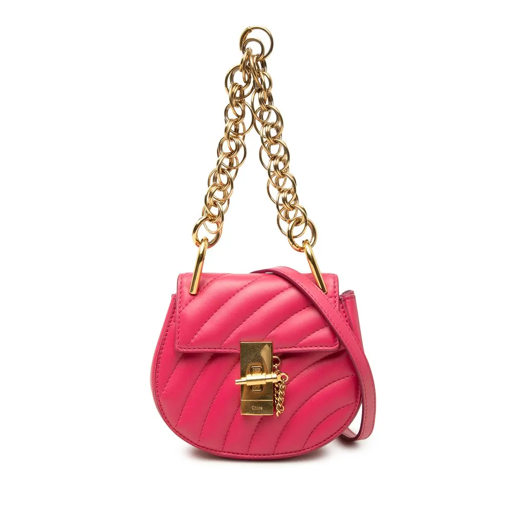 Chloé Nano Quilted Leather Drew Bijou Satchel Pink Leather Very good - Front View