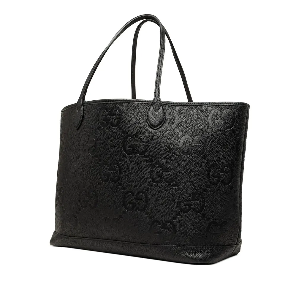 Gucci Large Jumbo GG Embossed Calfskin Tote Black Leather Very good - Back View