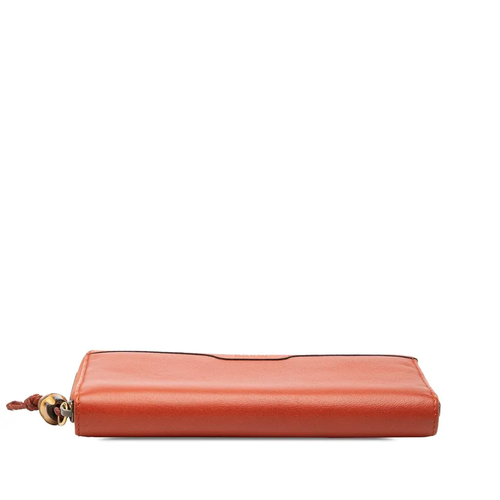 Gucci Leather Bamboo Zip Around Wallet Orange Leather Very good - Inside View