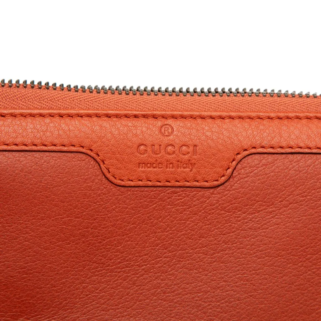 Gucci Leather Bamboo Zip Around Wallet Orange Leather Very good - Box View