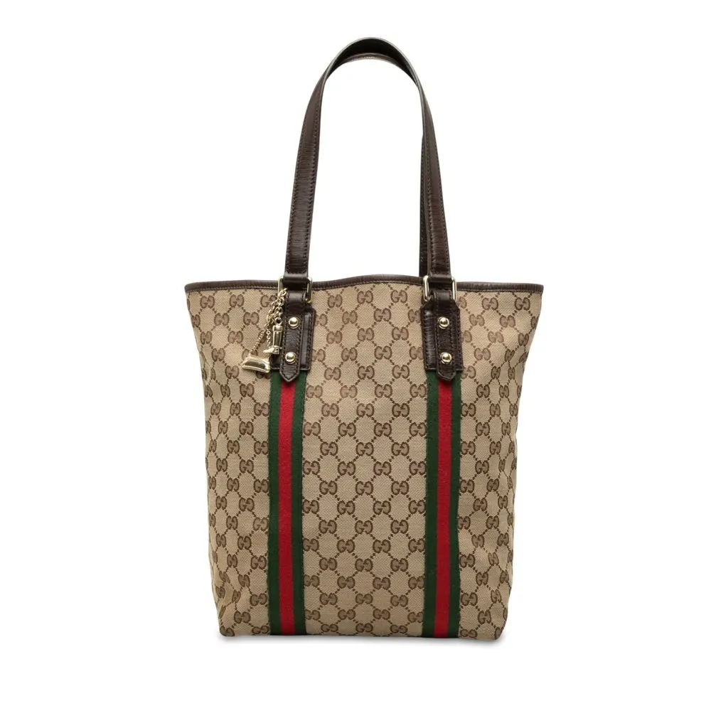 Gucci GG Canvas Web Jolicoeur Tote Beige Canvas Very good - Front View