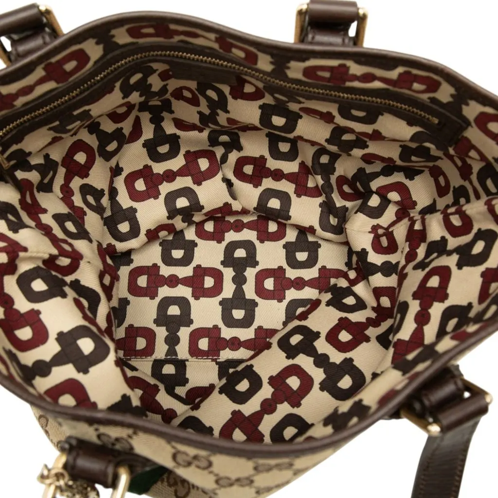 Gucci GG Canvas Web Jolicoeur Tote Beige Canvas Very good - Model View