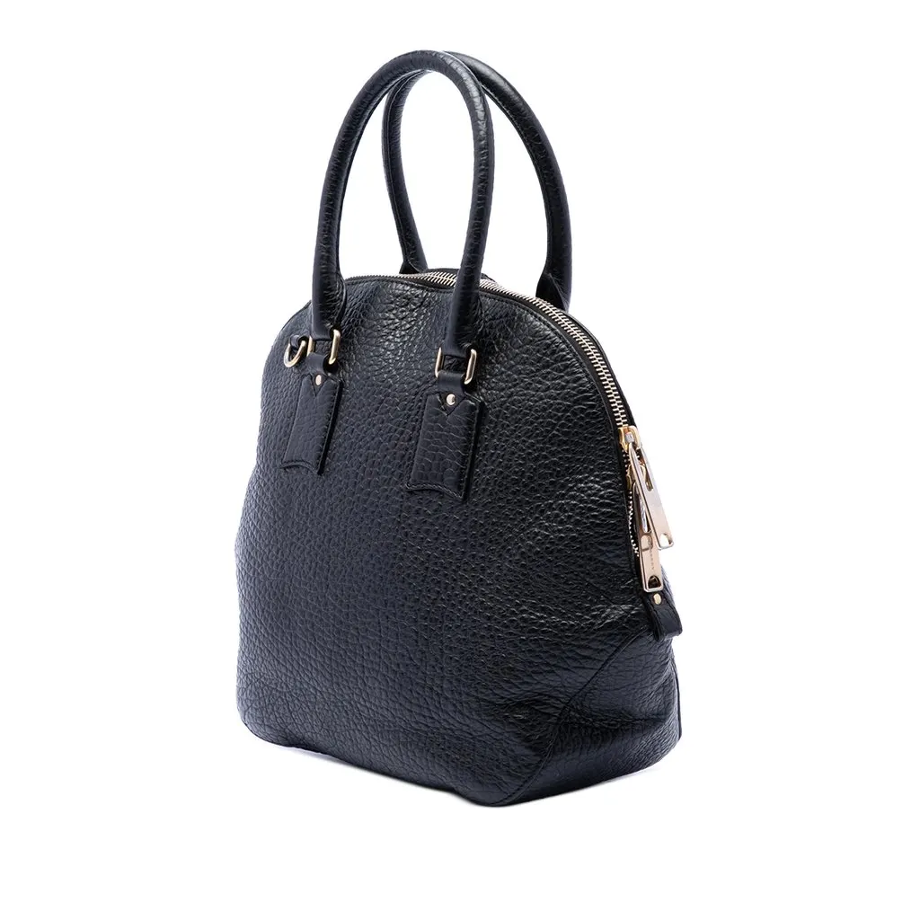 Burberry Large Grained Calfskin Heritage Orchard Bowling Bag Black Leather Very good - Back View