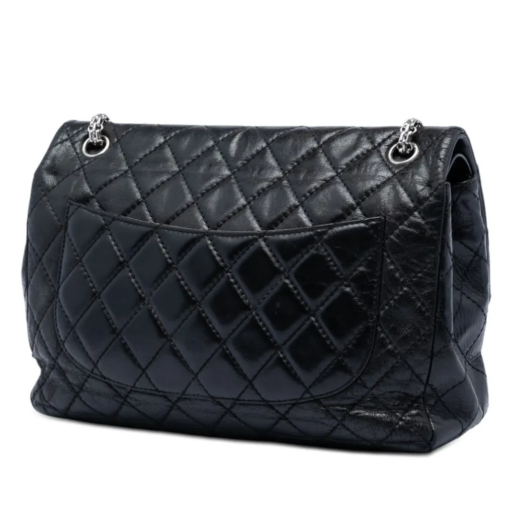 Chanel Quilted Aged Calfskin Reissue 2.55 Double Flap 227 Black Leather Very good - Back View
