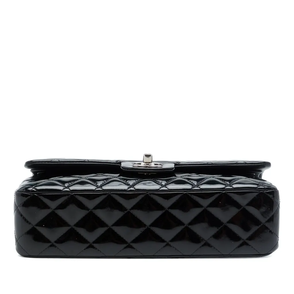 Chanel Medium Classic Patent Double Flap Black Leather Very good - Inside View