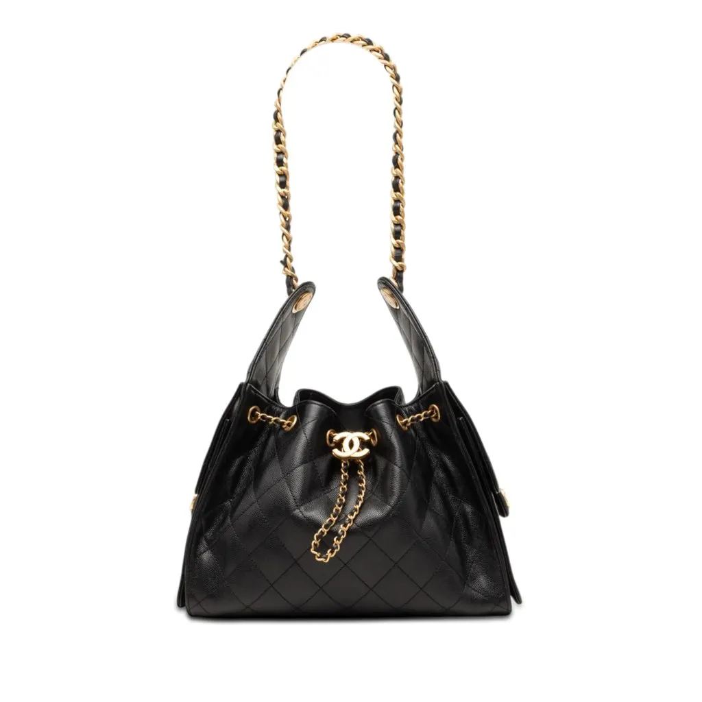 Chanel Small Quilted Caviar Chanel 25 Hobo Black Leather Very good - Front View