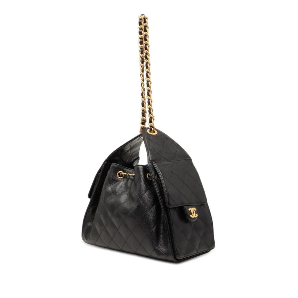 Chanel Small Quilted Caviar Chanel 25 Hobo Black Leather Very good - Back View