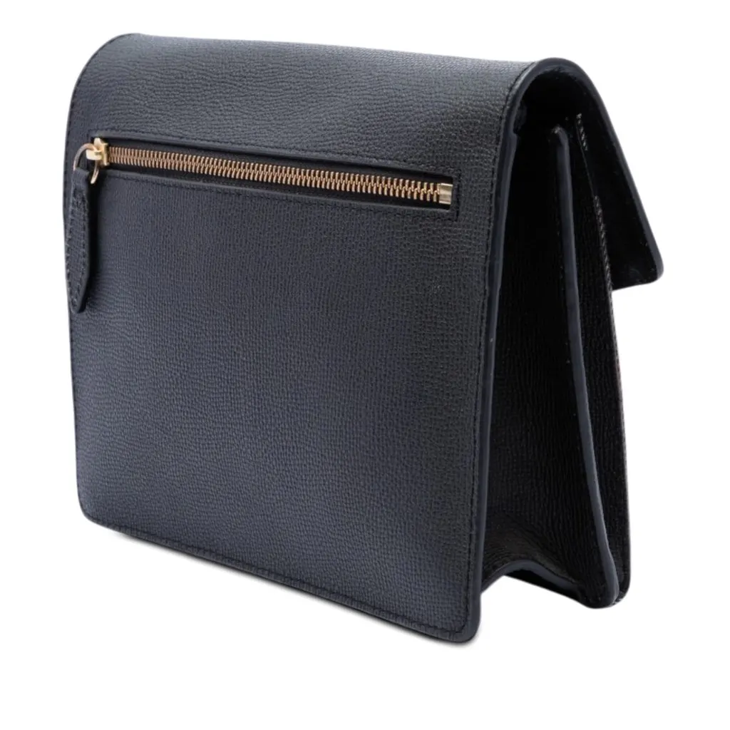 Burberry Small Leather and House Check Canvas Derby Macken Crossbody Black Leather Very good - Back View