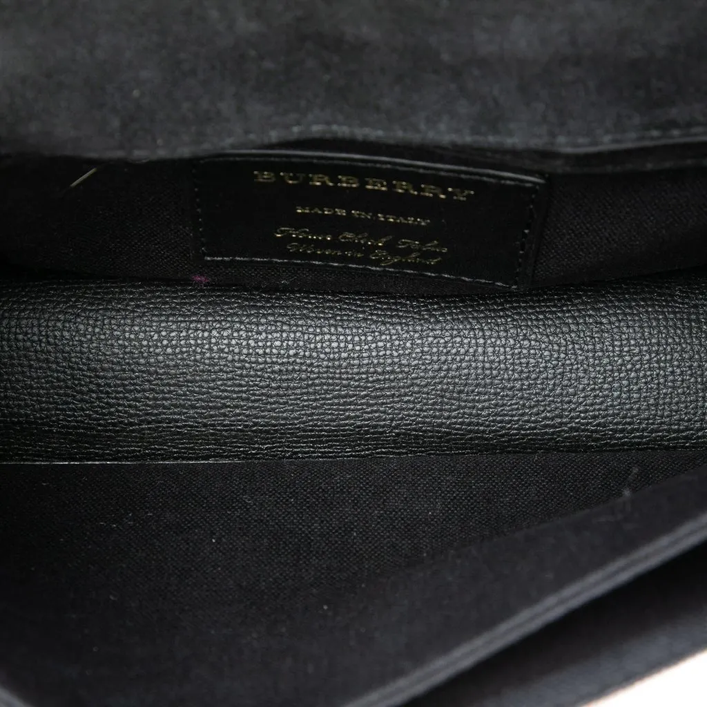 Burberry Small Leather and House Check Canvas Derby Macken Crossbody Black Leather Very good - Model View