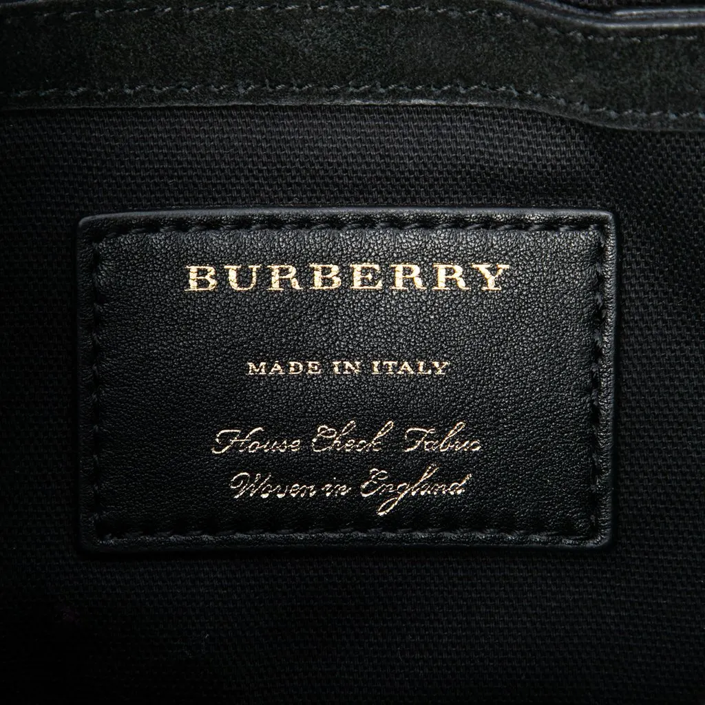 Burberry Small Leather and House Check Canvas Derby Macken Crossbody Black Leather Very good - Box View