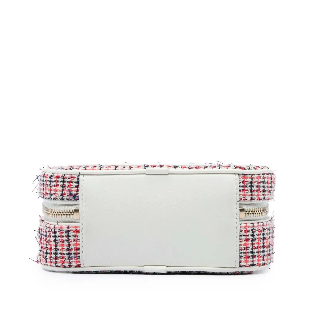 Chanel Tweed CC Mania Camera Bag Red Tweed Good - Inside View
